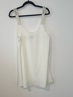 Lulus NWT Ivory Satin Mini Dress XL Pearl Beaded Straps Bridal Reception
